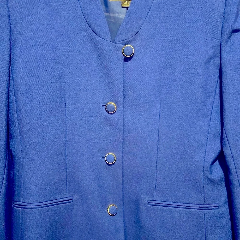 Le Suit, size 14, cobalt blue blazer and matching skirt